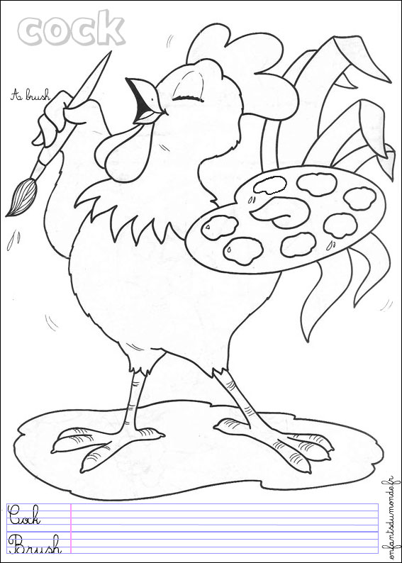 coloriage coq 2